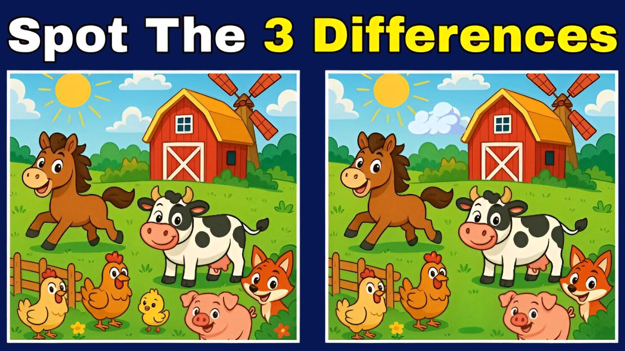 Spot the difference: Can you find 3 changes between the two pictures in just 12 seconds?